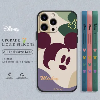 Kare Sıvı Durumda iPhone 14 13 11 12 Pro Max XS XR X 7 8 Artı Silikon Koruma Kılıfları Pastel Çikolata Mickey Mouse  5