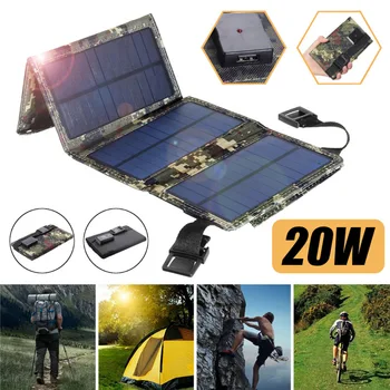 Katlanabilir güneş panelı 20W Taşınabilir USB Açık Güç Kaynağı güneş enerjili telefon Şarj  10