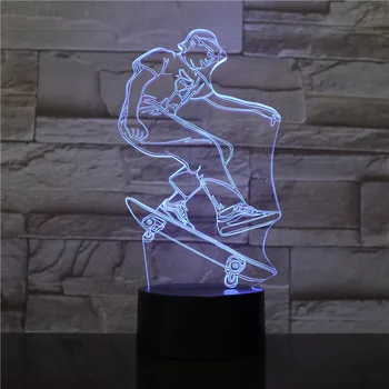 Kaykay Oyuncu Figürü 3D LED iç mekan lambası Odası Dekor Serin Hediye Çocuklar için Çocuk Yatak Odası Dekoratif Led Gece Lambası  10