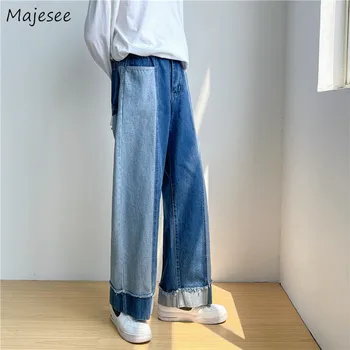 Kot Erkekler Vintage Patchwork Yama Cep Kore Tarzı Ins Moda Gevşek Harajuku Tasarımcı Panelli Moda Streetwear Denim  5