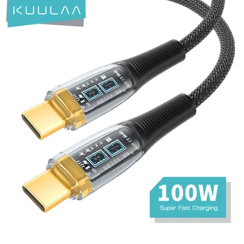 KUULAA 100W USB C Tipi USB C Kablosu USB-C PD 6A Hızlı Şarj Şarj Kablosu Kablosu Macbook Samsung Xiaomi Tip-C USB C Kablosu  5