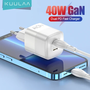 KUULAA 40W GaN Şarj Cihazı Hızlı Şarj 4.0 3.0 Tip C PD USB Şarj iPhone 14 13 12 Pro Max Hızlı Şarj İçin iPad PD Şarj Cihazı  10