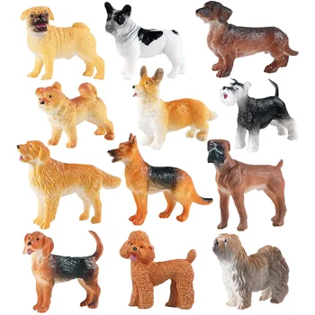 Köpek Yavrusu Mini Rakamlar Minyatür Figürler Reçine Heykeli Dekorasyon Gerçekçi Heykelcik Oyuncaklar Şekil Playset Modelleri İlginç  3