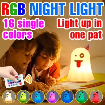 LED gece lambası cadılar bayramı dekorasyon ışık RGB Neon lamba USB şarj edilebilir LED lamba yatak odası lambaları süslemeleri Festivali atmosfer  10
