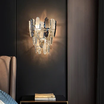 LED Postmodern kristal altın tasarımcı kısılabilir LED lamba LED ışık Duvar lambası duvar ışık duvar aplik yatak odası koridor için  10