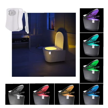 LED tuvalet koltuk gece lambası hareket sensörü WC ışık 8 renk değiştirilebilir lamba AAA pil Powered arka tuvalet kase  3
