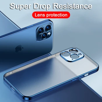 Lüks Kaplama Kare Çerçeve Silikon Şeffaf Kılıf iPhone 11 12 13 Pro Max Mini X XR 7 8 Artı SE 2020 Temizle Arka Kapak  10