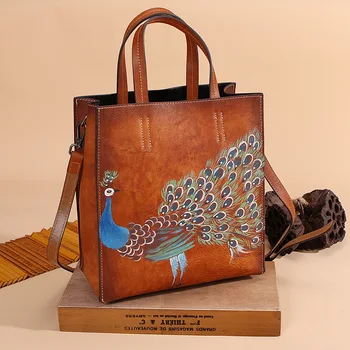 Lüks Çanta Kadın Çanta Tasarımcısı casual Tote Çanta Bayanlar vintage Hakiki Deri Çanta Kadın Moda alışveriş postacı çantası  5