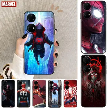 Marvel Örümcek Adam siyah telefon kılıfı İçin Huawei p50 P40 p30 P20 10 9 8 Lite E Pro Artı Siyah Etui Coque Boyama Hoesjes komik fas  5