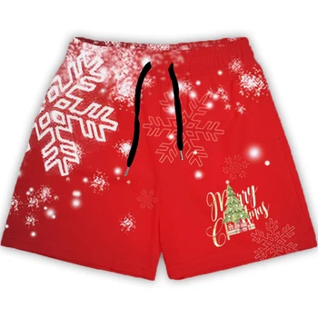 Merry Christmas Grafik Baskı Anime Şort Büyük Boy kısa pantolon Rahat Günlük Koşu Egzersiz Koşu Spor Rahat Spor Şort  3