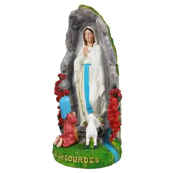 Meryem Heykeli Bahçe Heykel Açık Heykel Katolik Reçine Mary Figurin Heykelcik St Bernadette Ve Kuzu Heykelcik  5