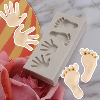Mini Ayak el Şekilli Silikon Bakeware Kek Kalıp Bebek Fondan Kek Dekorasyon DIY Kek Kalıp  5