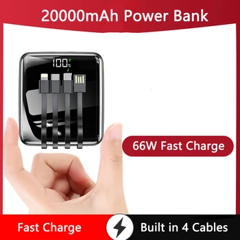 Mini Güç Bankası 20000mAh 66W Süper Hızlı Şarj harici Pil Dahili şarj kablosu Powerbank Huawei iPhone 13 Samsung  4
