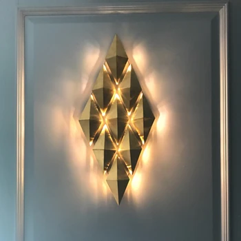 Modern lüks altın eşkenar dörtgen duvar lambası banyo led duvar ışık oturma odası yatak odası otel koridor duvar aplik  5