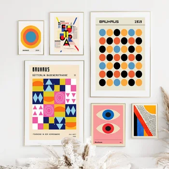 Modern Yuvarlak Soyut Renk Geometrik Figürler duvar sanatı tuval yağlıboya Posterler Ve Baskılar İskandinav Bauhaus Tarzı Oturma Odası Dekor  5