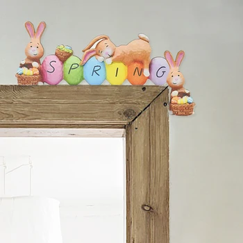 Mutlu Paskalya Kapı Çerçevesi Dekorasyon Tavşan Tavşan Ahşap Asılı Kolye Çocuklar Hediye Ev Ahşap Döşeme Bahar Kapı Dekor Parti Malzemeleri  5