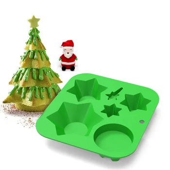 Noel Kombinasyonu Silikon Bakeware Noel Ağacı Kek Kalıp Yerleşimi kurabiye kalıbı Çerez Aracı  4