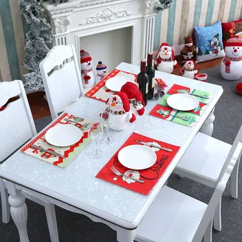 Noel Sofra Paspaslar Keten yemek masası Mat Parti Ev Mutfak Restoran Noel Süslemeleri  4