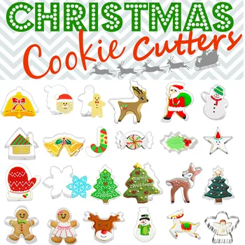 Noel Çerez Kesiciler Toplu Paslanmaz Çelik Zencefilli Kurabiye Noel çerez kesiciler Set Mini kurabiye kesici şekli tatil Çocuklar için  0