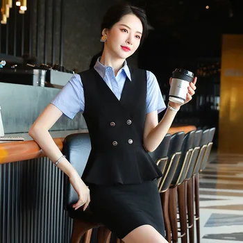 Otel garson jumper elbise takım elbise kadın bahar ve yaz Kore tarzı moda iş kıyafetleri yelek tulum  5