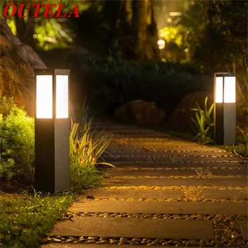 OUTELA siyah açık çim lamba Modern LED ışık su geçirmez IP65 ev Villa yolu Bahçe için  5