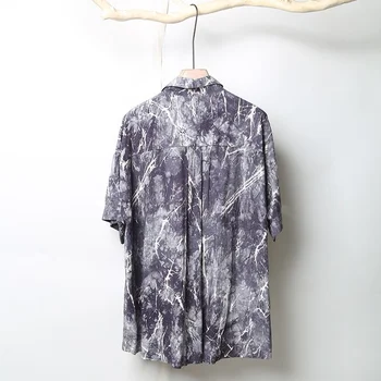 Pamuk Japon Baskı Gömlek Erkekler Gevşek Tek Göğüslü Moda Tasarımcısı Batik Gömlek Vintage Kısa Kollu Casual Tops Erkek  5