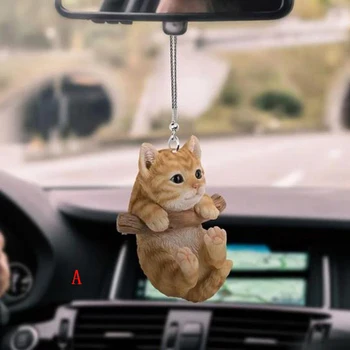 Pet lover kedi araba kolye akrilik düz dekoratif charm dikiz aynası kolye  5