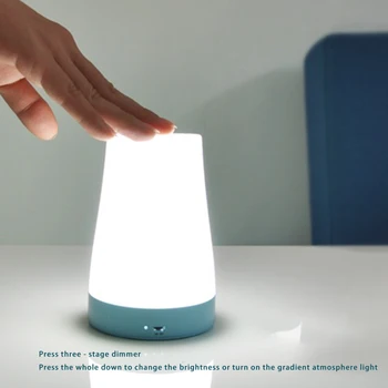 Renkli LED Gece İşığı Lambası Dokunmatik Dim Çocuk Odası Yatak Odası Başucu Masa Lambası USB Şarj Edilebilir Atmosfer Lambası Çocuk Hediye  3