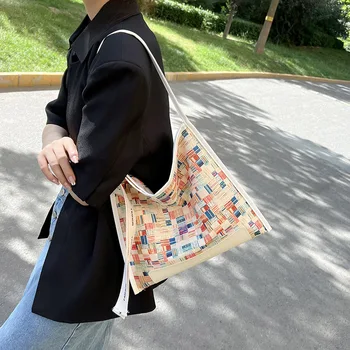 Retro Renkli omuzdan askili çanta Kadınlar için Tasarımcı moda alışveriş çantası Bayan Rahat Basit Tote Çanta Kiraz Meyve Sevimli Çantası Çanta  5