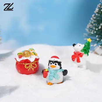 Reçine Minyatür Kardan Adam Mikro Peyzaj Noel Baba Kardan Adam Ayı Figürleri Peri Bahçe Bebek Evi yılbaşı dekoru Oyuncaklar  0