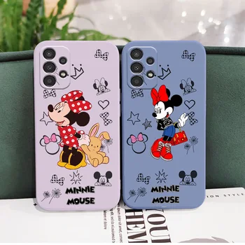 Sevimli Mickey Minnie Anime Telefon Kılıfı İçin Samsung Galaxy A73 A72 A53 A52S A42 A33 A32 A23 A22S A21S F13 Sıvı Halat Kapak  5