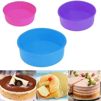 Silikon kalıp Yuvarlak Şekil Kek Bakeware DIY Çikolata Tatlılar Pişirme Malzemeleri Pasta Kalıp Mutfak Aksesuarları Pişirme Araçları  2