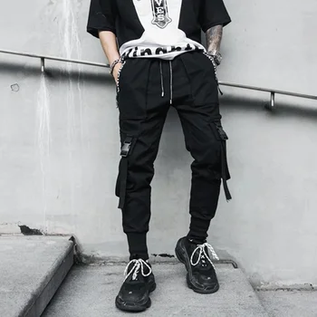 Siyah Şeritler harem pantolon Erkek 2022SS Rahat İnce Parça Pantolon Pantolon Hip Hop Streetwear Sweatpants Joggers Erkek  5