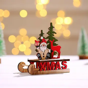 Süsler Noel Süslemeleri Ahşap DIY Masaüstü Dekorasyon çocuk Hediye Kızak Kayak Süsler Süslemeleri  5
