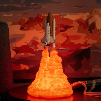 Uzay roket modeli küçük gece ışıkları çocuk odası yatak odası lambası hediye led yenilik gece lambaları 3D baskılı dekor aydınlatma  5