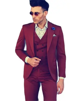Veıaı Erkekler Suit Zarif 3 parça Iş Set Düğün Damat Tepe Yaka Smokin Giyer (Ceket+Pantolon Yelek) Yeni Ternos  5