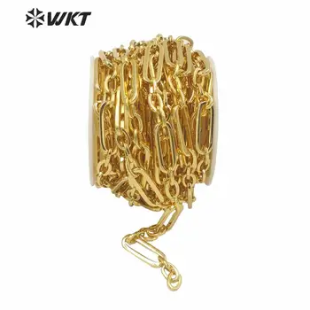 WT-BC155 Toptan büyük tıknaz 18k gerçek altın kaplama pirinç zincir takı tasarımı kadınlar için altın kombine boho tarzı kolye zinciri  4