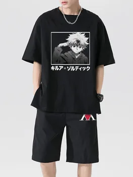 X Hunter T-shirt seti Rahat Şort Eşofman Anime Baskı erkek Setleri 、Tişörtü Sweatpants Yaz Spor Giyim  5