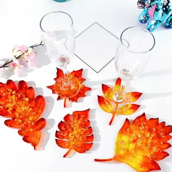 Yaprak Coaster silikon kalıp DIY ısıya dayanıklı akçaağaç yaprağı Coaster kalıp Coaster epoksi reçine kalıp DIY takı yapımı araçları için  5