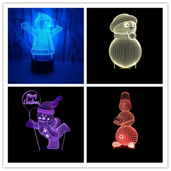 Yaratıcı 3D Görsel kardan Adam LED gece ışığı USB Lamba kardan Adam 7 Renk değiştirilebilir Ev Dekorasyon ışıkları noel hediyesi  5