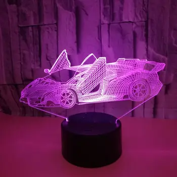 Yaratıcı Spor Araba 3d Küçük Masa Lambası Reklam Yaratıcı Hediye 3d Görsel Masa Lambası Renkli Dokunmatik Anahtarı Masaüstü Nightlight  10
