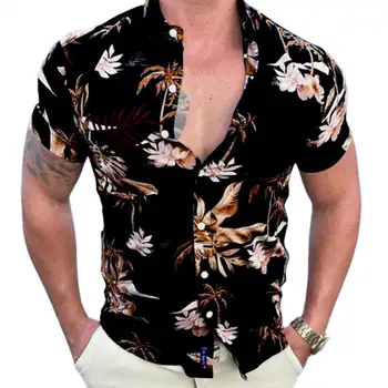 Yaz Erkek Vintage Çizgili Baskılı Gömlek Moda Rahat Lüks Gömlek Kısa Kollu Gömlek Erkekler Blusas camisa masculina 2022  4