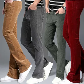 Yeni Moda İnce Uyar Mikro Flare pantolon gündelik erkek pantolonları Kadife Kore Tarzı Streetwear Giyim  4