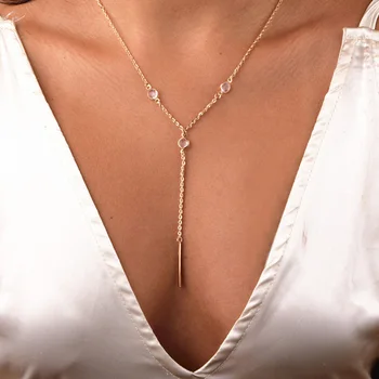 Yeni moda takı kristal Y tasarım kement kolye hediye basit hafif rahat kolye kadınlar kız için  5