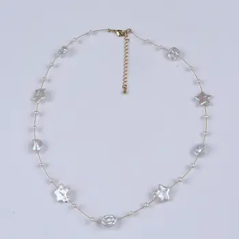 Yeni Tasarım Altın Gümüş ChainJewelry Gerçek Tatlı Su Inci yıldız Şekli kadın hediye kısa zincir kolye  4