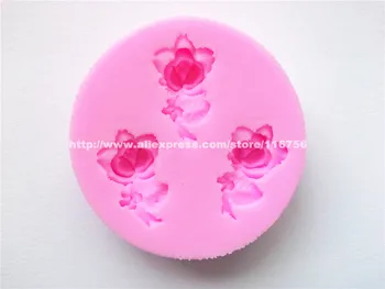 Yeni! Ücretsiz Kargo 3-Cavity Mini Çiçekler Şekilli Silikon Kalıp Kek Dekorasyon Fondan Kek 3D Gıda Sınıfı Silikon Kalıp 233  3
