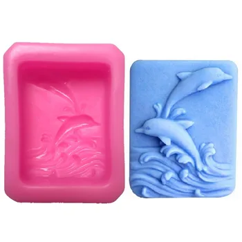 Yunuslar okyanus anne çocuk kare silikon sabun kalıp  5