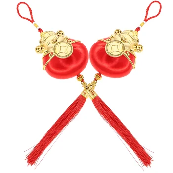Yıl Yeni Asılı Çin Süslemeleri Dekorasyon Ornamentswealth Süs Kolye Fener Kırmızı Araba Tanrı Kolye Servet Festivali  5
