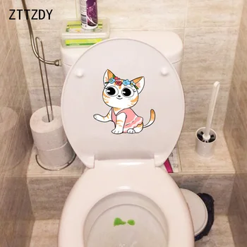 ZTTZDY 20.4 * 21.6 CM Sevimli Kedi Aşk Oturma Odası Ev Dekor Duvar Sticker Tuvalet Çıkartması T3-0127  4