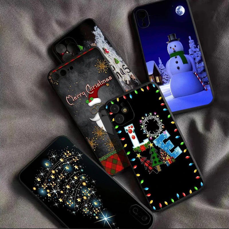 Noel Baba Noel Ağacı iPhone 13 12 11 Pro Mini X XR XS Max SE 5 6 6S 7 8 Artı telefon kılıfı TPU Kapak Carcasa Darbeye Dayanıklı